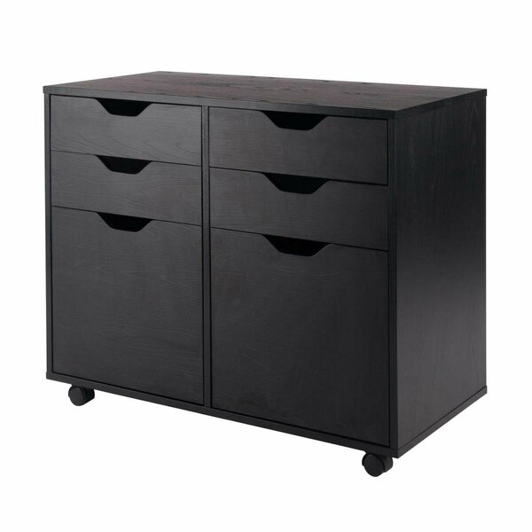 Winsome Wood 15.1 x 14.7 x 13.7 in. Halifax 2 Section Mobile Storage Cabinet, Black 20622